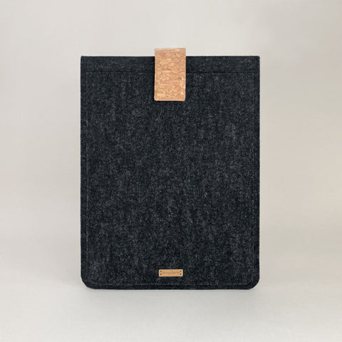 Laptophülle nach Maß | mit Magnetverschluss und extra Fach | anthrazit - Bloom | Modell "HAKA"