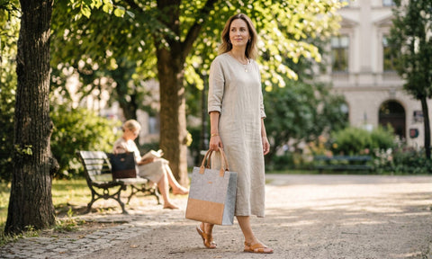 Shopper aus Filz und Kork