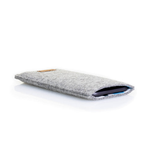 Handytasche für Fairphone 6 | aus Filz und Bio-Baumwolle | hellgrau - shapes | Modell "LET"