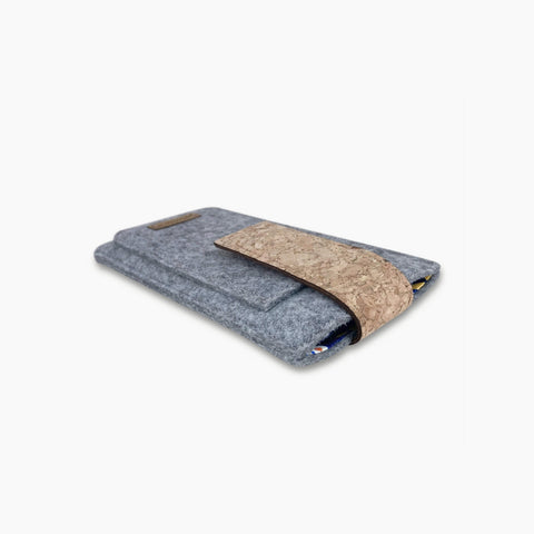 Handytasche für iPhone SE 2022 | mit Magnetverschluss und extra Fach | hellgrau - Bloom | Modell HAKA