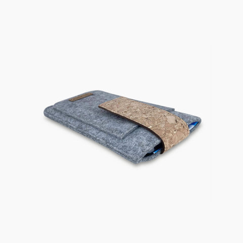 Handytasche für Fairphone 4 | mit Magnetverschluss und extra Fach | hellgrau - Shapes | Modell HAKA