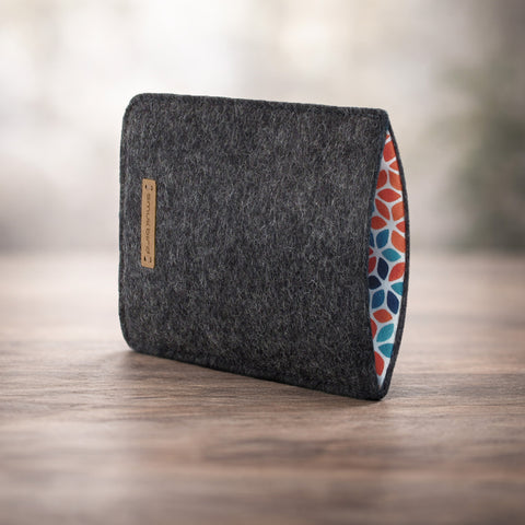 Handytasche nach Maß | aus Filz und Bio-Baumwolle | anthrazit - Colorful | Modell "LET"