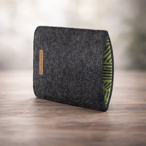Handytasche nach Maß | aus Filz und Bio-Baumwolle | anthrazit - Stripes | Modell "LET"