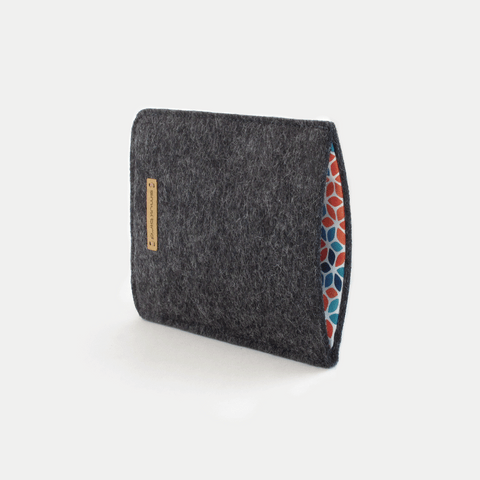 Handytasche für iPhone 14 | aus Filz und Bio-Baumwolle | anthrazit - colorful | Modell "LET"