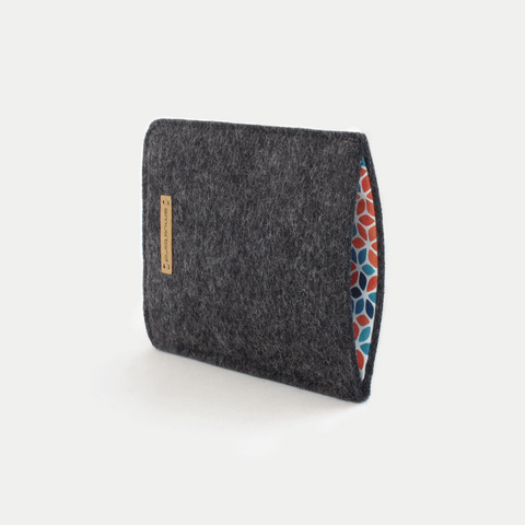 Handytasche für iPhone X/XS | aus Filz und Bio-Baumwolle | anthrazit - colorful | Modell "LET"