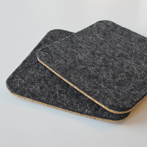 Glasuntersetzer aus Filz und Kork | 2er Set | 10 x 10 cm | anthrazit