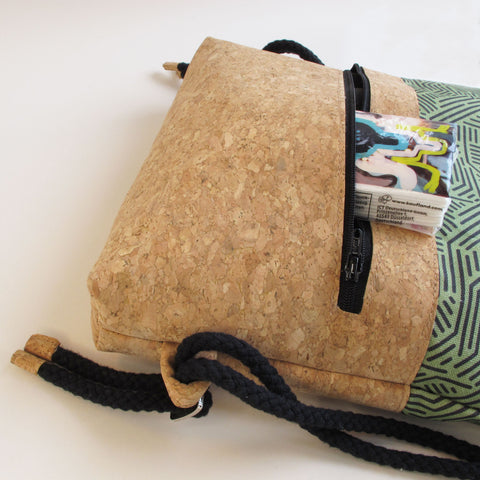 Turnbeutel für Kinder, kleiner Rucksack | aus Baumwolle und Kork | Stripes