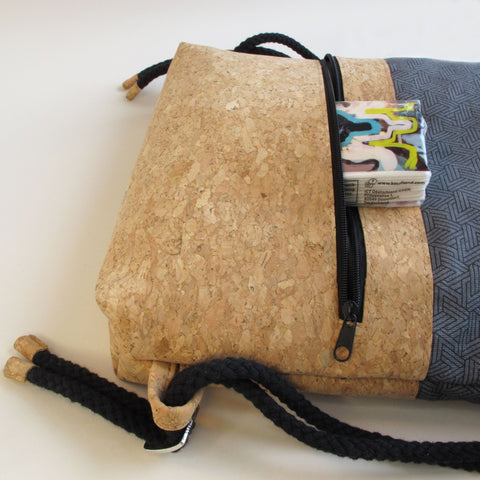 Turnbeutel für Kinder, kleiner Rucksack | aus Baumwolle und Kork | Tracks