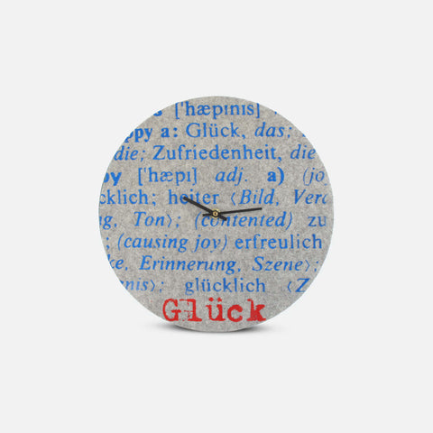 Wanduhr aus Filz und Kork 30 cm | Design "Glück" by Anja Streese