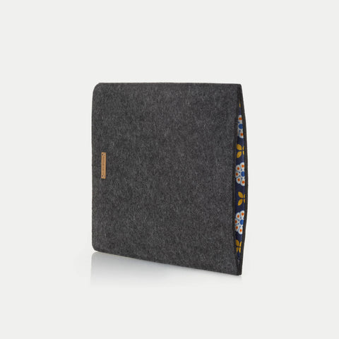 Tablet Hülle nach Maß | aus Filz und Bio-Baumwolle | anthrazit - Bloom | Modell "LET"