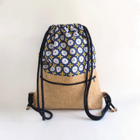 Turnbeutel, Rucksack | aus Baumwolle und Kork | Bloom