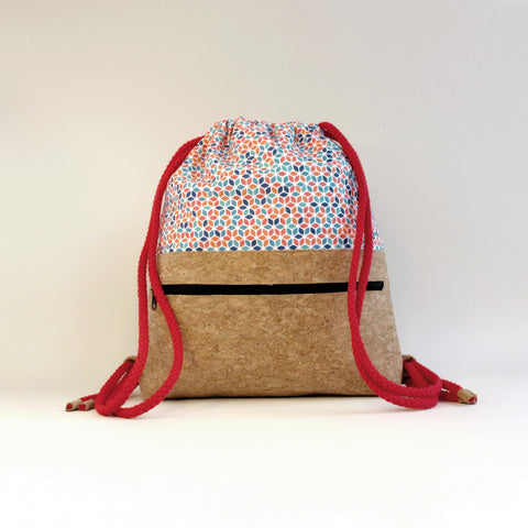 Turnbeutel für Kinder, kleiner Rucksack | aus Baumwolle und Kork | Colorful