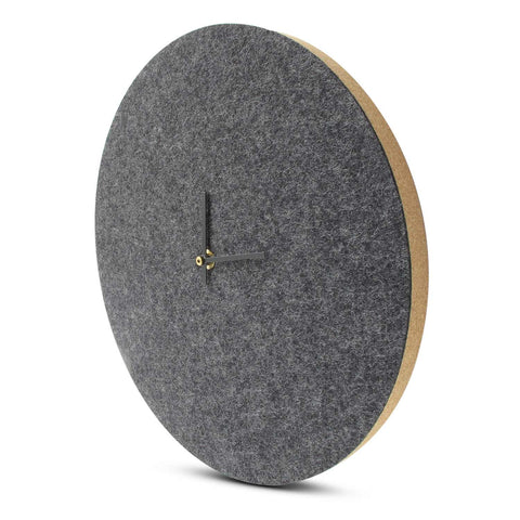 Wanduhr aus Filz und Kork 30 cm | anthrazit - schwarz | Design: Aalborg