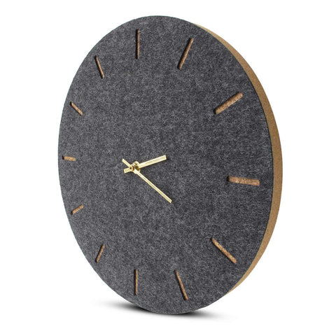Wanduhr aus Filz und Kork 30 cm | anthrazit - gold | Design: Kopenhagen
