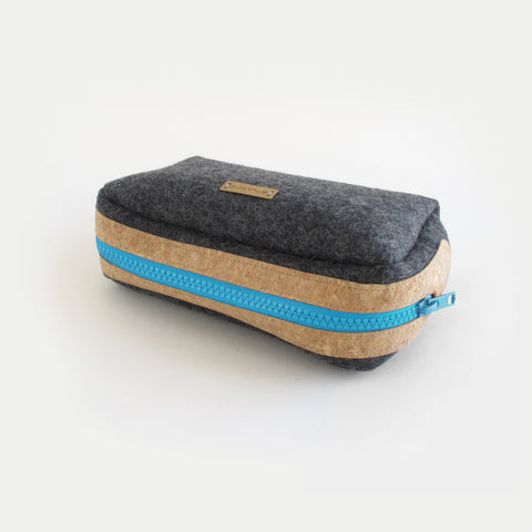 Accessory bag for cables & Co. | made of felt and cork | anthracite-azure