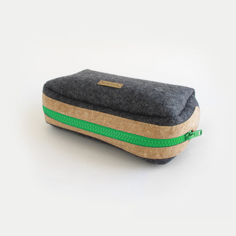 Accessory bag for cables & Co. | made of felt and cork | anthracite-green