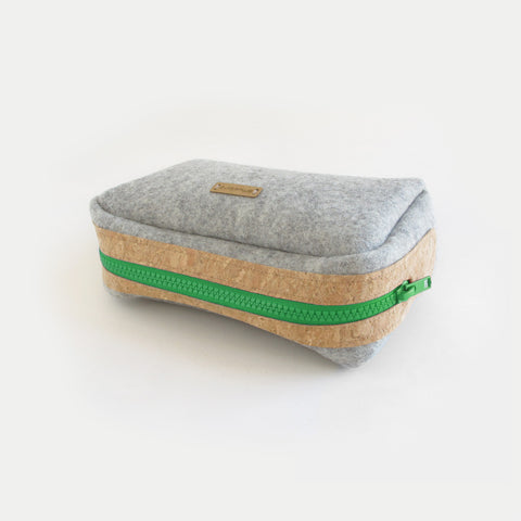 Accessory bag for cables & Co. | made of felt and cork | light grey-green