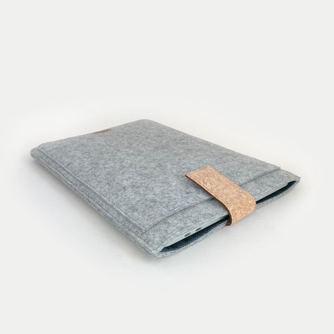 Case for MacBook Air M3 15.3 | with magnetic closure and extra compartment  | light gray - tracks | Model "HAKA"