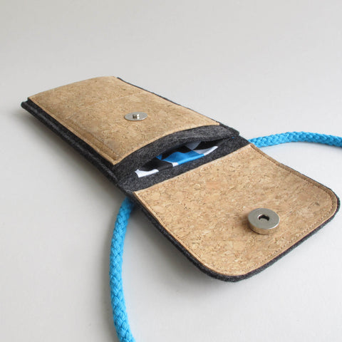 Umhängetasche für Xiaomi Redmi 13 | aus Filz und Bio-Baumwolle | anthrazit - shapes | Modell KEDJA