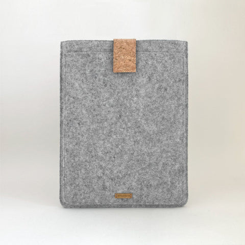 Case for MacBook Pro 14 | with magnetic closure and extra compartment  | light gray - tracks | Model "HAKA"