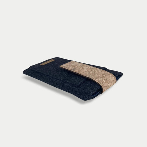 Handytasche für Samsung Galaxy M53 | mit Magnetverschluss und extra Fach | anthrazit - Tracks | Modell HAKA