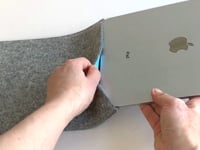 Sleeve for iPad Pro 12.9" - 6th gen | made of felt and organic cotton | light grey - shapes | "LET" model