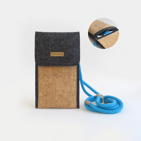 Shoulder bag for OnePlus 10T | made of felt and organic cotton | anthracite - shapes | Model KEDJA