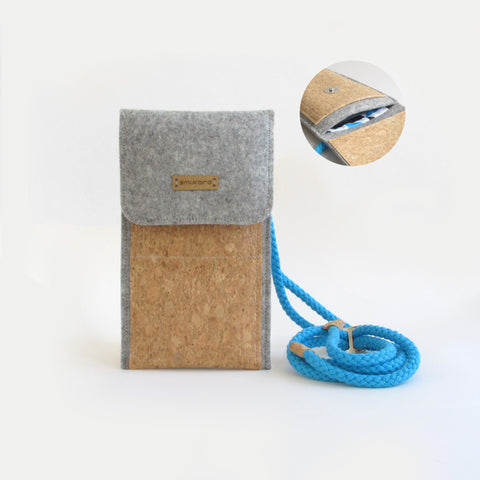 Shoulder bag for Nothing Phone 1 | made of felt and organic cotton | light gray - shapes | Model KEDJA