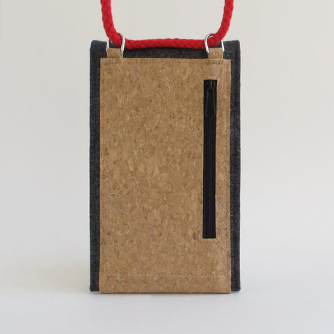 Axelväska för iPhone 12 mini | gjord av filt och ekologisk bomull | antracit - färgglad | Modell KEDJA