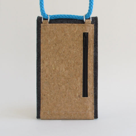 Shoulder bag for OnePlus 8T | made of felt and organic cotton | anthracite - shapes | Model KEDJA