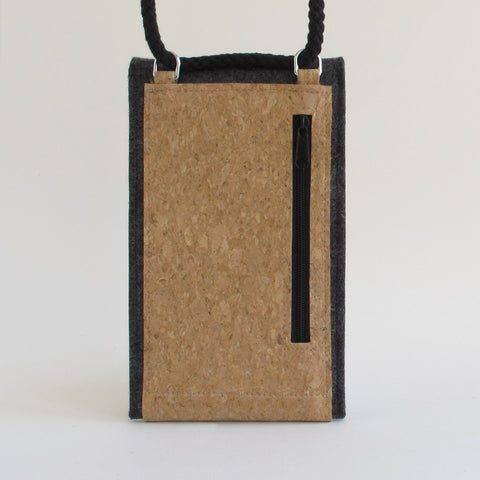 Shoulder bag for OnePlus Nord 2 | made of felt and organic cotton | anthracite - tracks | Model KEDJA