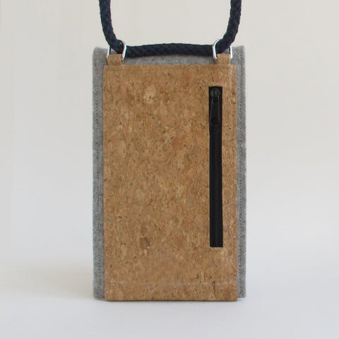 Shoulder bag for OnePlus 9 Pro | made of felt and organic cotton | light gray - bloom | Model KEDJA