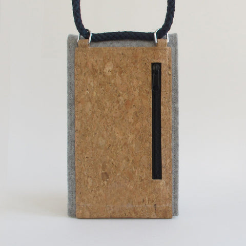 Shoulder bag for iPhone 15 Pro Max | made of felt and organic cotton | light gray - bloom | Model KEDJA