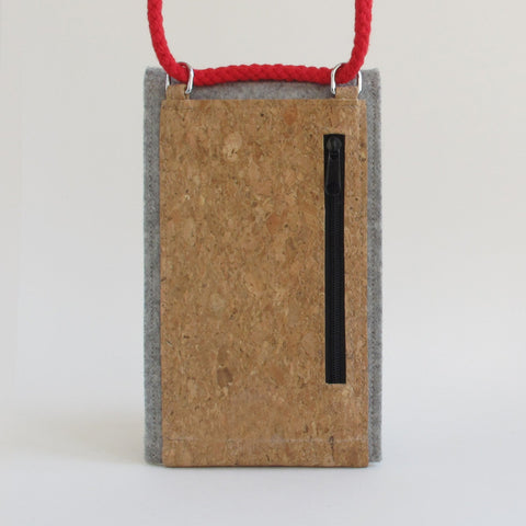 Umhängetasche für Fairphone 4 | aus Filz und Bio-Baumwolle | hellgrau - colorful | Modell KEDJA