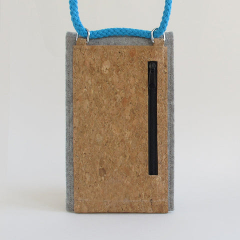 Shoulder bag for Sony Xperia 1 III | made of felt and organic cotton | light gray - shapes | Model KEDJA