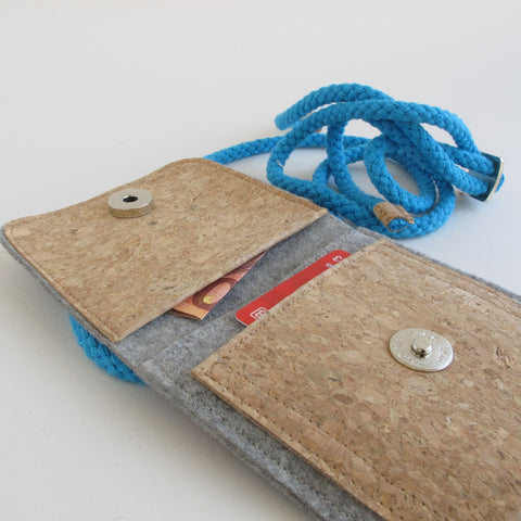 Shoulder bag for Sony Xperia 1 III | made of felt and organic cotton | light gray - shapes | Model KEDJA