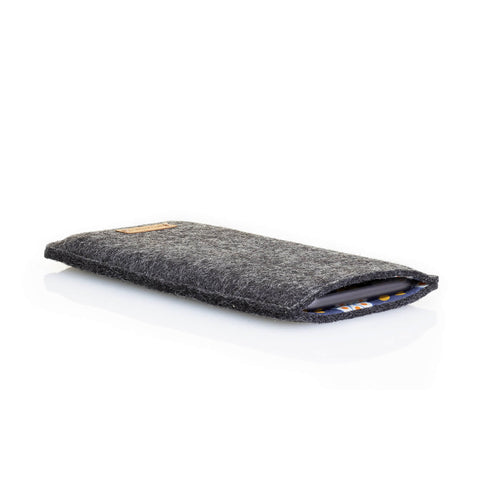 Handytasche für Motorola Edge 30 Pro | aus Filz und Bio-Baumwolle | anthrazit - bloom | Modell "LET"