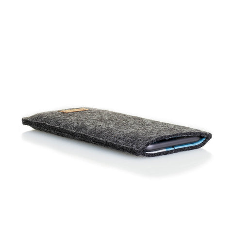 Made-to-measure mobile phone case | made of felt and organic cotton | anthracite - shapes | "LET" model