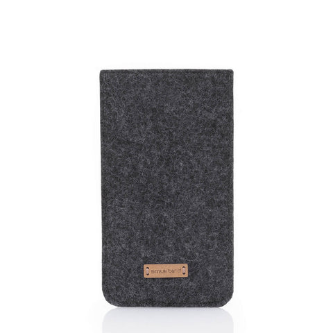 Phone case for Google Pixel 4a | made of felt and organic cotton | anthracite - tracks | Model "LET"