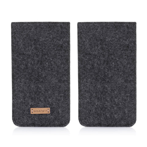 Mobile phone case for Fairphone 3 | made of felt and organic cotton | anthracite - tracks | Model "LET"