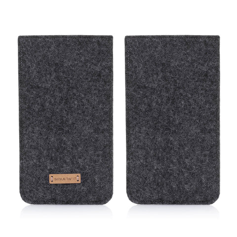 Mobile phone case for Xiaomi Poco X5 | made of felt and organic cotton | anthracite - tracks | Model "LET"