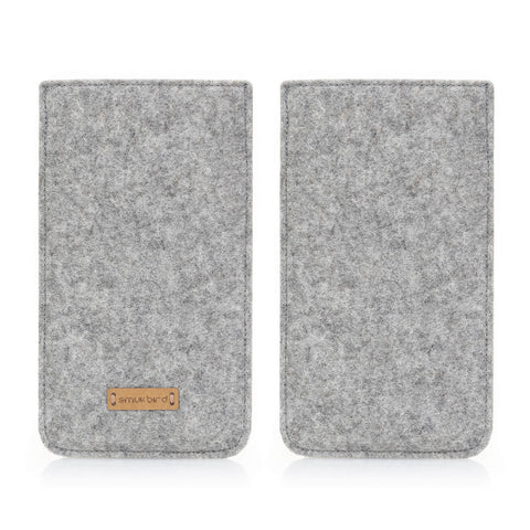 Mobile phone case for Motorola Moto G84 | made of felt and organic cotton | light gray - tracks | Model "LET"