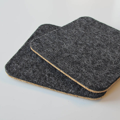 Glass coasters made of felt and cork | Set of 2 | 10x10cm | anthracite