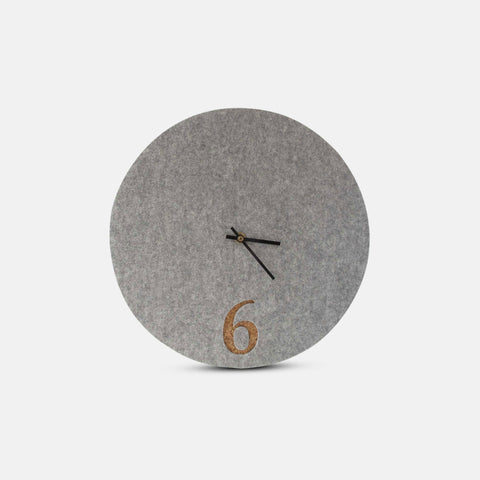 Wall clock made of felt and cork 30 cm | light gray - black | Design: Aarhus