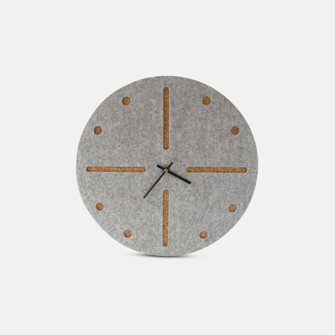 Wall clock made of felt and cork 30 cm | light gray - black | Design: Odense