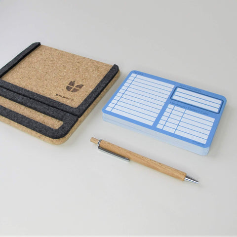 Noteshållare "ToDo" inkl 50 kort och kulspetspenna i trä | gjord av filt och kork | antracit
