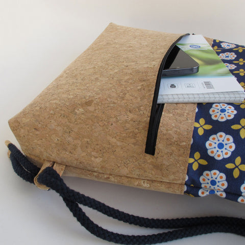Gymväska, ryggsäck | gjord av bomull och kork | Bloom