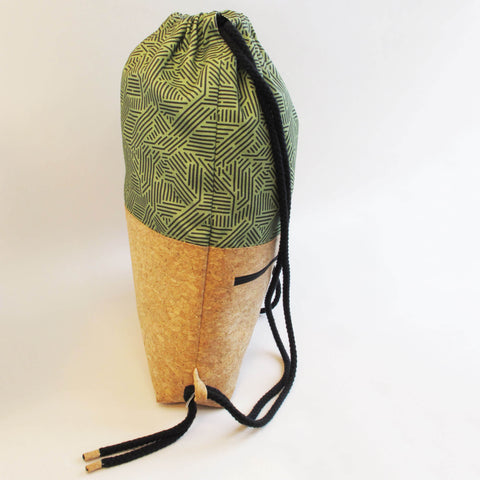 Gym bag, backpack | made of cotton and cork | Stripes