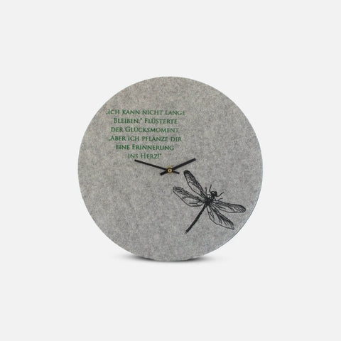 Wanduhr aus Filz und Kork 30 cm | Design "Libelle" by Anja Streese