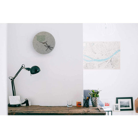 Felt and cork wall clock 30 cm | Design "Libelle" by Anja Streese